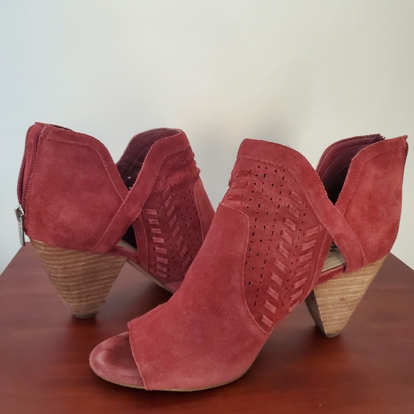 Vince Camuto Shoes - Vince Camuto Red Suede Open Toe Shoes